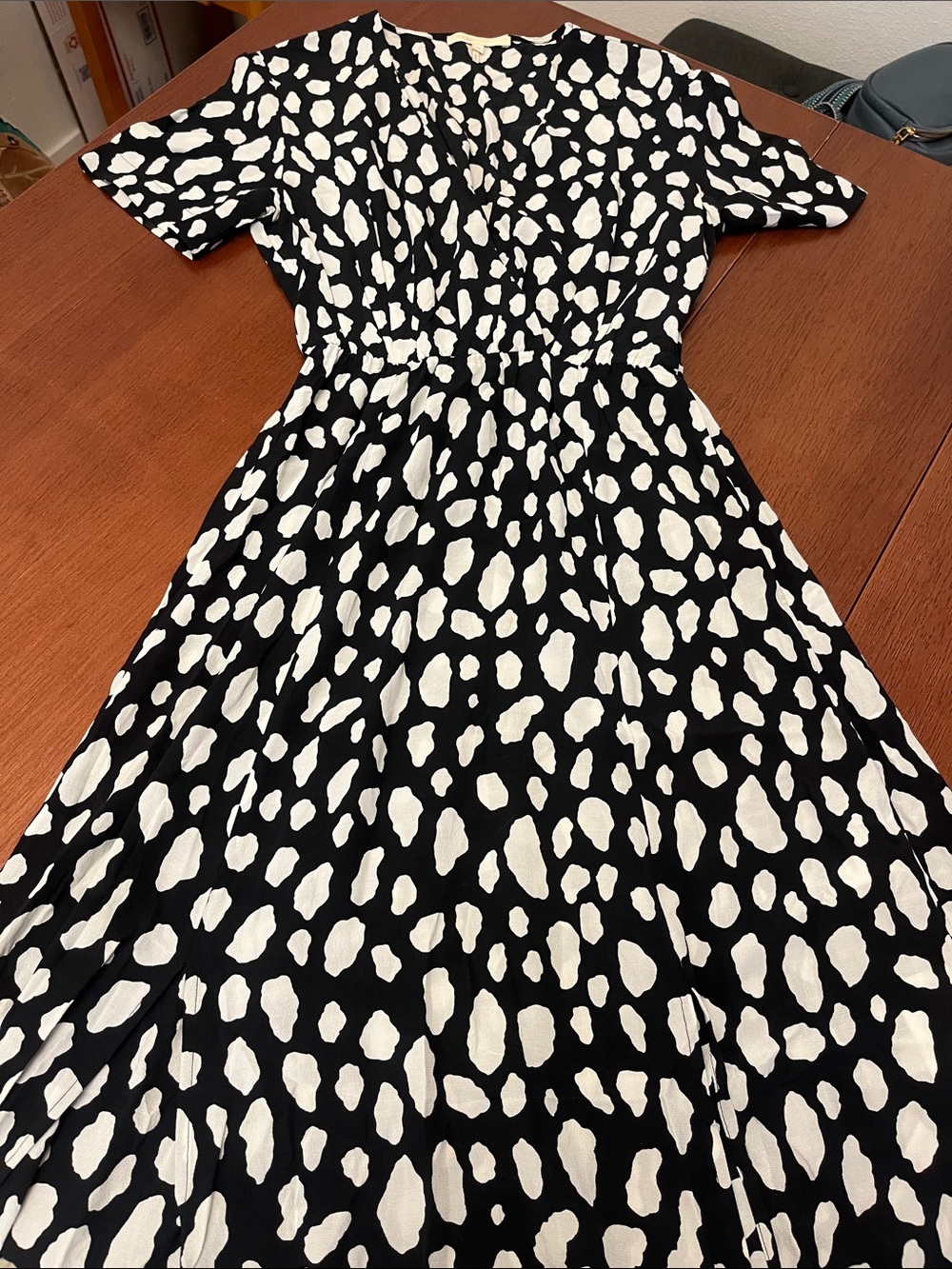 Maje Black and White Dalmatian Print Midi Dress sz 3